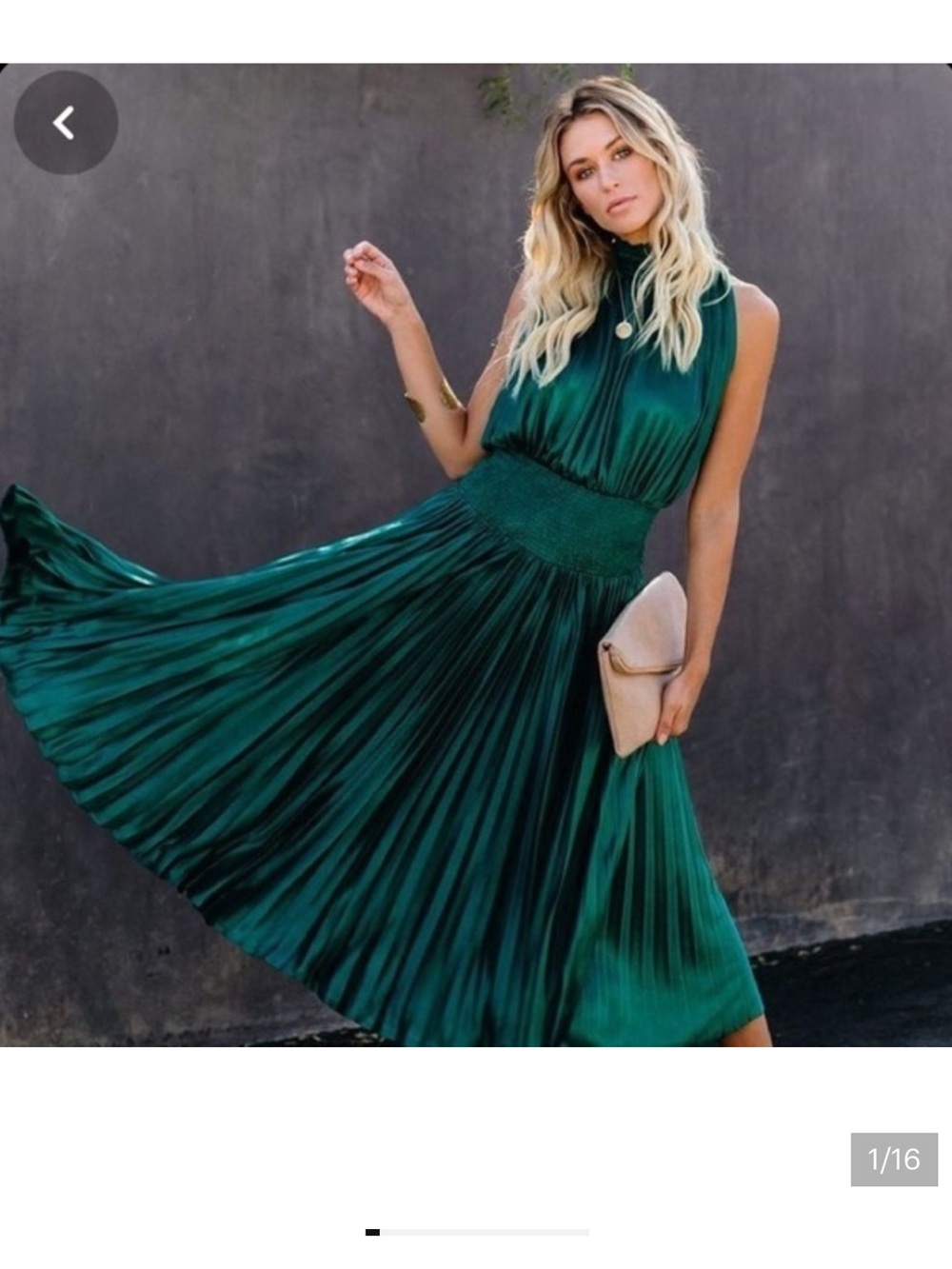 VICI Emerald Green Pont Des Arts Pleated Smocked Stretch Midi Dress